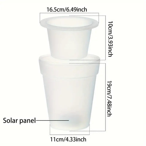 Ghiveci de flori decorative cu iluminare solara LED, Alb