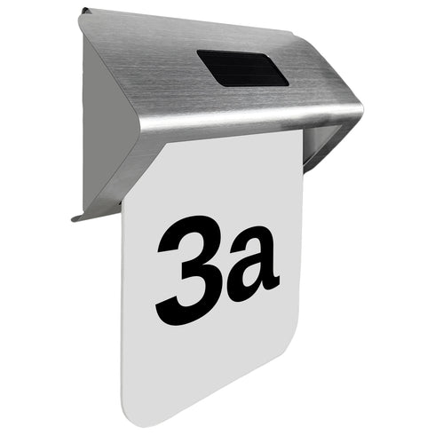 Numar de casa Grundig cu incarcare solara, iluminare LED, aprindere automata, otel inoxidabil, 1,2V, Gri