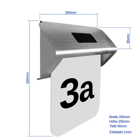Numar de casa Grundig cu incarcare solara, iluminare LED, aprindere automata, otel inoxidabil, 1,2V, Gri