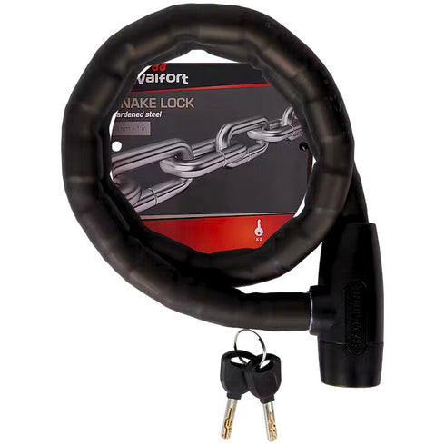 Cablu antifurt bicicleta Walfort, 2 chei, Negru