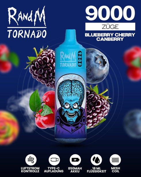 Tigara electronica Randm Tornado 9000 Fumuri, 2%, Afine, cirese si merisor