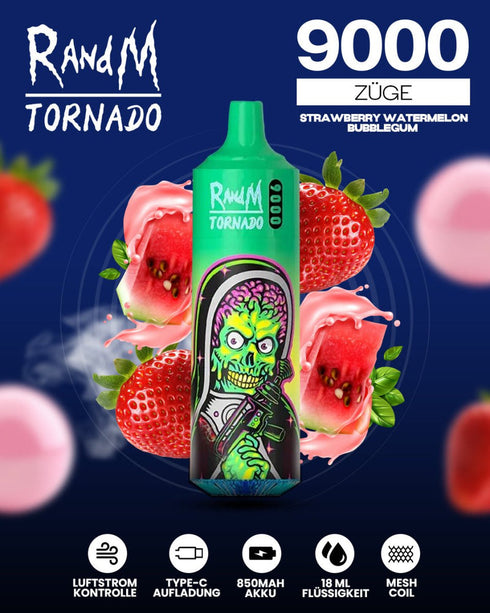 Tigara electronica Randm Tornado 9000 Fumuri, 2%, Pepene verde si zmeura