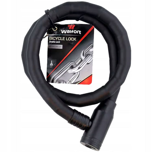 Cablu antifurt bicicleta Walfort, 2 chei, Negru