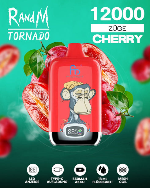 Tigara electronica Randm Tornado 12000 Fumuri, 2%, Cirese