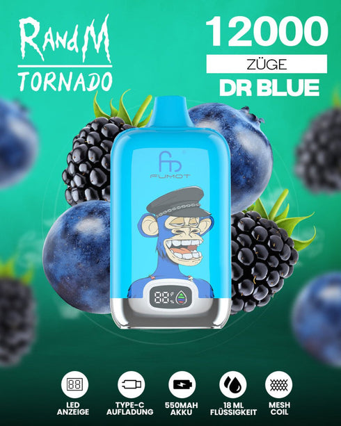 Tigara electronica Randm Tornado 12000 Fumuri, 2%, Dr Blue, Fructe albastre