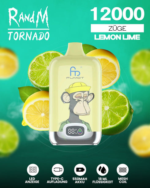 Tigara electronica Randm Tornado 12000 Fumuri, 2%, Lamaie verde