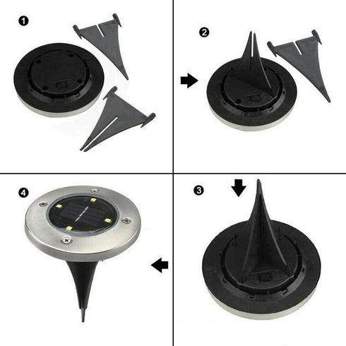 Set 3 lampi solare LED Solar Powered tip spot pentru gradina, 2 leduri, buton On/Off, Rezistente la Apa IP65,