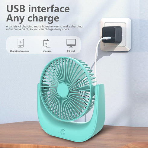 Mini ventilator de birou cu alimentare usb si baterie reincarcabila, Rotatie 30º