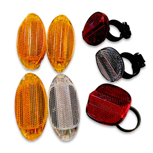 Set 7 buc. reflectorizanti bicicleta, Catadioptri, Ochi de pisica fata-spate, Alb/Rosu/Galben