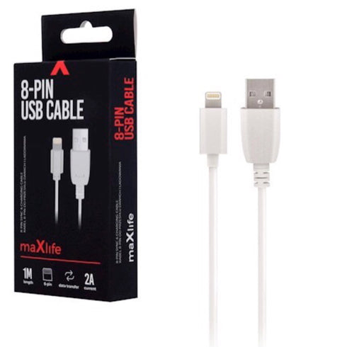 Cablu de date si incarcare Lightning (iPhone) maXlife, 1m, 1A, Alb - EPLUS.uno