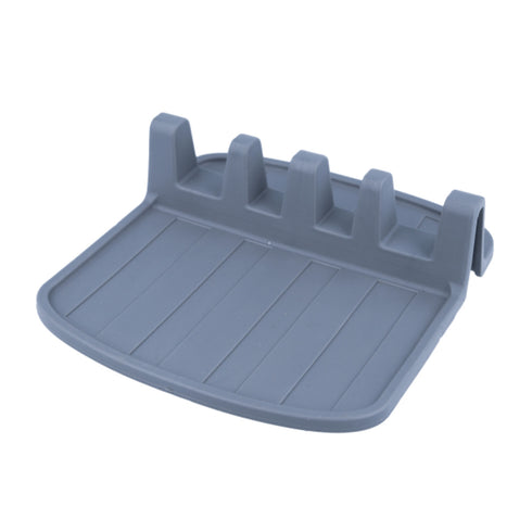 Suport din silicon pentru ustensile de bucatarie, Suprafata de picurare, 4 orificii, Usor de curatat, 14.3x12.7x5 cm, Gri