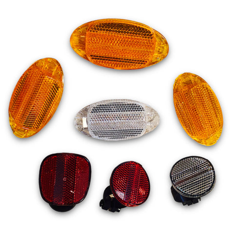 Set 7 buc. reflectorizanti bicicleta, Catadioptri, Ochi de pisica fata-spate, Alb/Rosu/Galben