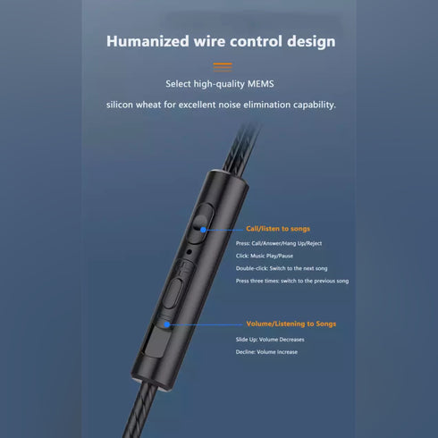 Casti BLNSWJHH 6D Stereo Bass, 4 Difuzoare, Sunet Dinamic, Jack 3,5 mm, Microfon, Control Apel-Volum, Albastru