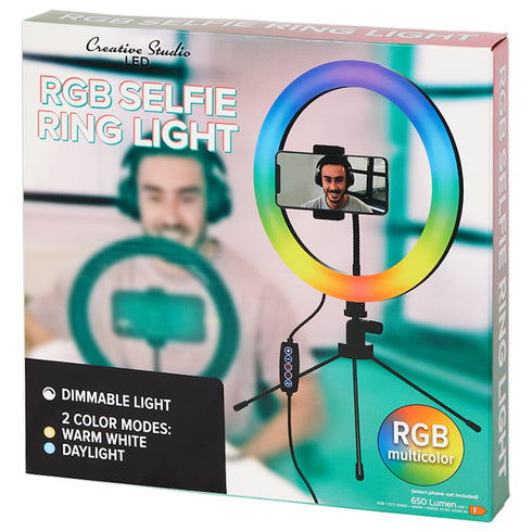 Lampa circulara profesionala Creative Studio multicolora RGB LED Ring Light, Diametru 26cm/10inch, Lumina reglabila