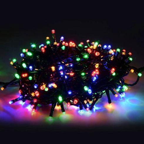 Instalatie de Craciun, 5 metri, 100 Leduri, Fir Negru, Instalatie Brad Multicolor