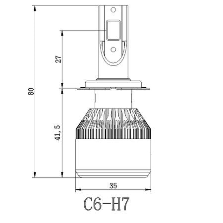 Set 2 LED-Uri Auto C6, H7, 36w, 3800 Lumeni, 6500K, AUTO, 12-24 Volti, COB