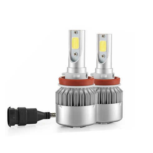 Set 2 LED-Uri Auto C6, H8 H9 H11, 36w, 3800 Lumeni, 6500K, AUTO, 12-24 Volti, COB