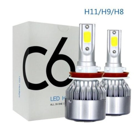 Set 2 LED-Uri Auto C6, H8 H9 H11, 36w, 3800 Lumeni, 6500K, AUTO, 12-24 Volti, COB