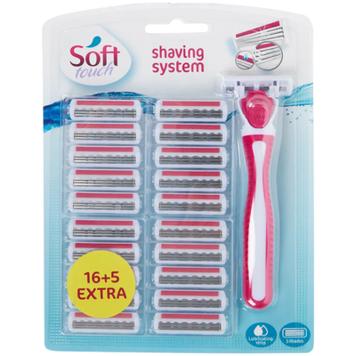 Aparat de Ras Premium Soft Touch cu 21 Lame de Rezervă - Barbierit Impecabil