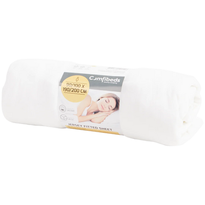 Cearșaf Alb din Jerseu Extra Moale Comfibeds - Confort Premium pentru Somn Odihnitor
