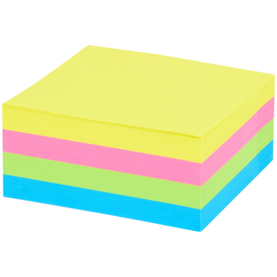 Cub de notițe adezive Office Essentials - Set 4 culori, 76x76mm, Hârtie FSC®