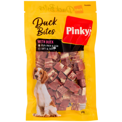 GUSTĂRI DELICIOASE PENTRU CÂINI - PINKY DUCK BITES - CALITATE PREMIUM
