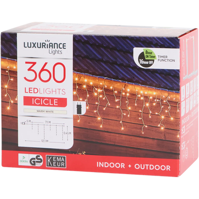 Instalație Luminoasă Magică de Crăciun în Formă de Zâmburi - 7m, Lumină Albă Caldă | 360 leduri | 12 metri