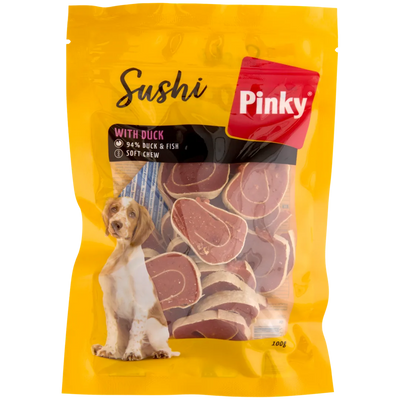 Recompense Delicioase de Sushi din Rață Pinky pentru Câini - Gustare Sănătoasă (100g)