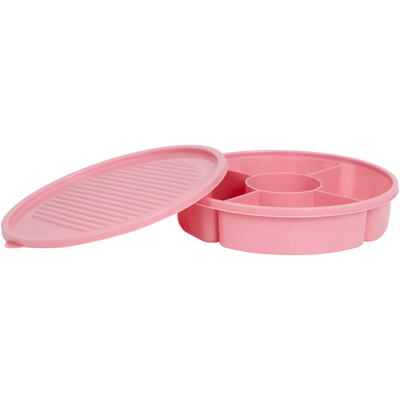 Cutie Snackbox Rotundă Premium - 5 Compartimente - Ideală pentru Gustări și Depozitare Versatilă