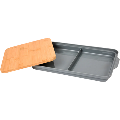 Tocător Multifuncțional din Bambus cu Tavă de Colectare Integrată - Ideal pentru Bucătăria Modernă 37,5x24x3,5 cm