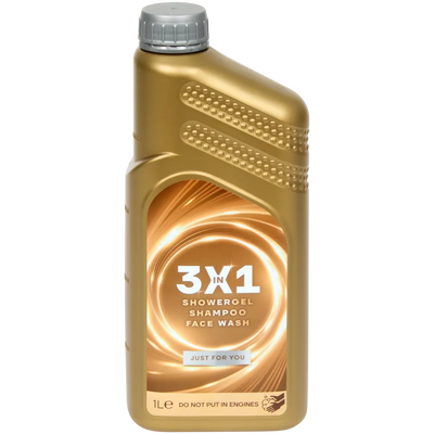 3X1 Gel de dus, sampon si gel de curatare facială Neon - Experienaa revigoranta si aromatica pentru piele si par, 1 litru, Maro