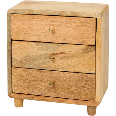 Organizator Elegant din Lemn de Mango cu 3 Sertare - Soluția Perfectă de Depozitare | 20,5x11x23 cm