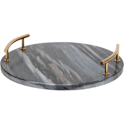 Tavă Elegantă de Servire din Marmură cu Mânere Metalice - Adaugă Stil Mesei Tale