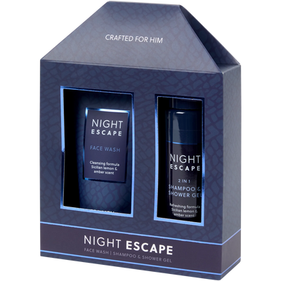 Set cadou lotiune de fata si sampon-gel de dus 2 în 1 pentru barbati, evadare nocturnă