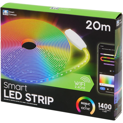 Bandă LED Inteligentă LSC Smart Connect - 20m, 1400 Lumeni, Control prin Aplicație și Telecomandă