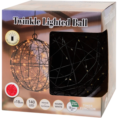 Glob Luminos LED de Crăciun - Decor Interior/Exterior, Ø18cm, 140 LED-uri, Timer