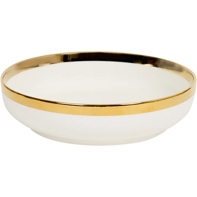 Farfurie Adâncă Elegantă cu Margine Aurie - Diametru 20 cm - Perfectă pentru Orice Ocazie