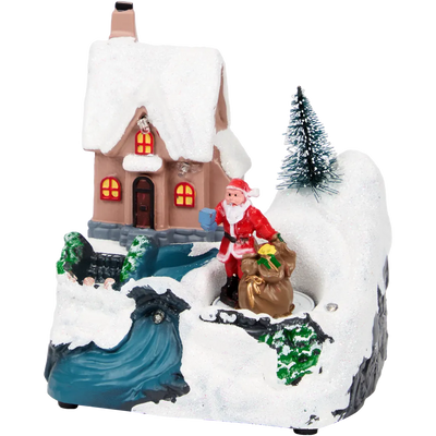 Căsuță de Crăciun Luminoasă cu LED și Elemente Mobile - Creează Magia Sărbătorilor! 12x9,5x13,5 cm | Diverse variante