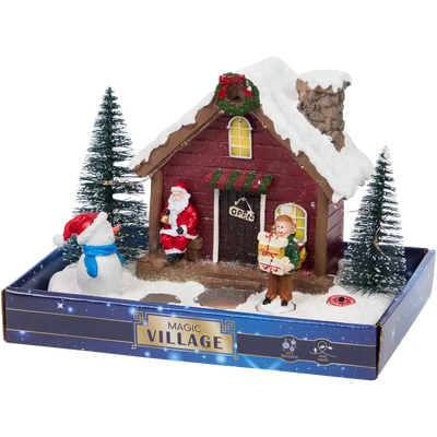 Scenă de Iarnă Magică: Satul de Crăciun Iluminat, Perfect pentru Decoratiuni Festive