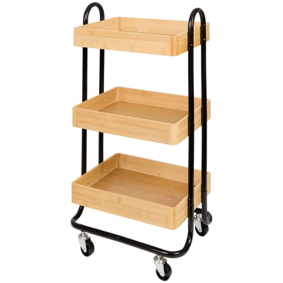 Cărucior Universal din Bambus - Soluția Elegantă pentru Organizare în Bucătărie și Baie