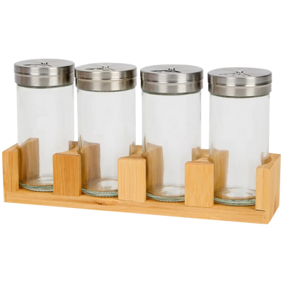 Organizator Elegant de Condimente din Bambus Premium - Soluția Perfectă pentru Bucătăria Ta