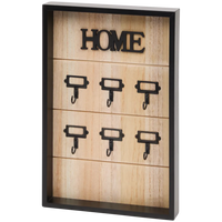 Cutie Elegantă de Chei din Lemn - Organizator de Perete cu 6 Cârlige - Ideală pentru Acasă și Birou 30x20 cm