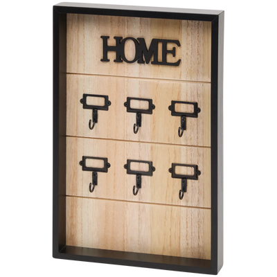 Cutie Elegantă de Chei din Lemn - Organizator de Perete cu 6 Cârlige - Ideală pentru Acasă și Birou 30x20 cm