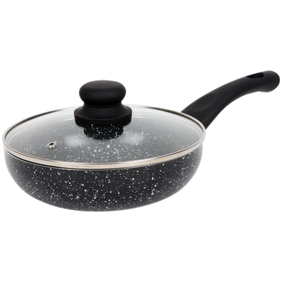 Tigaie Premium cu Acoperire de Marmură și Capac - Ideală pentru Toate Sursele de Căldură