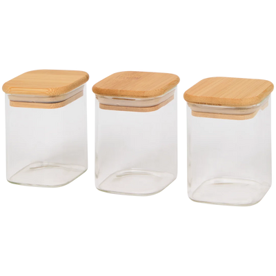 Set Recipiente Premium din Sticlă cu Capace din Bambus - Perfecte pentru Bucătăria Ta