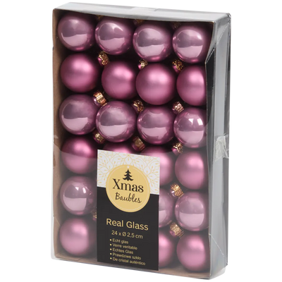 Minigloburi de Crăciun - Decorațiuni Scânteietoare pentru Sărbătorile de Iarnă 24 de bucăți | Diametru 2,5 cm | Diverse culori