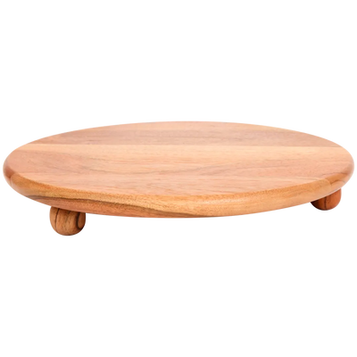 Suport de Lemn Elegant - Platou de Servire Rotund cu Picioare (28 cm) - Certificat FSC®