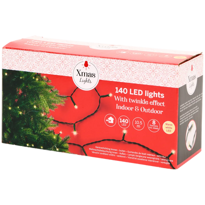 Instalație Luminoasă de Crăciun - 8 Moduri de Iluminat, Alb Cald - Perfectă pentru Interior și Exterior | 140 leduri | 10,5 metri