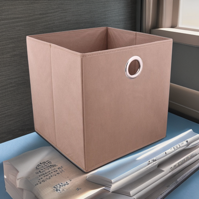 Cutie depozitare fibră sintetică, 31x31x31 cm, Maro