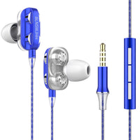 Casti BLNSWJHH 6D Stereo Bass, 4 Difuzoare, Sunet Dinamic, Jack 3,5 mm, Microfon, Control Apel-Volum, Albastru